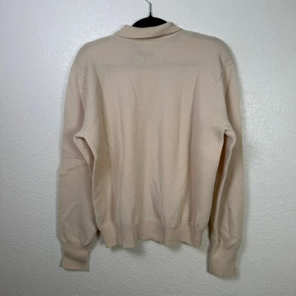 VINTAGE Polo Ralph Lauren 100% Lambswool Polo Sweater Italian Yarn Cream Large